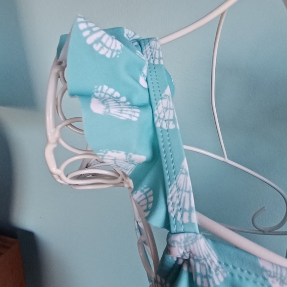 NWT Kona Sol by Target Aqua & White Shell Print 1 Piece Swimsuit - Women's Sz M - Picture 8 of 8